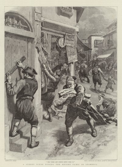 A Street Scene During the Recent Panic in Stamboul by William Small